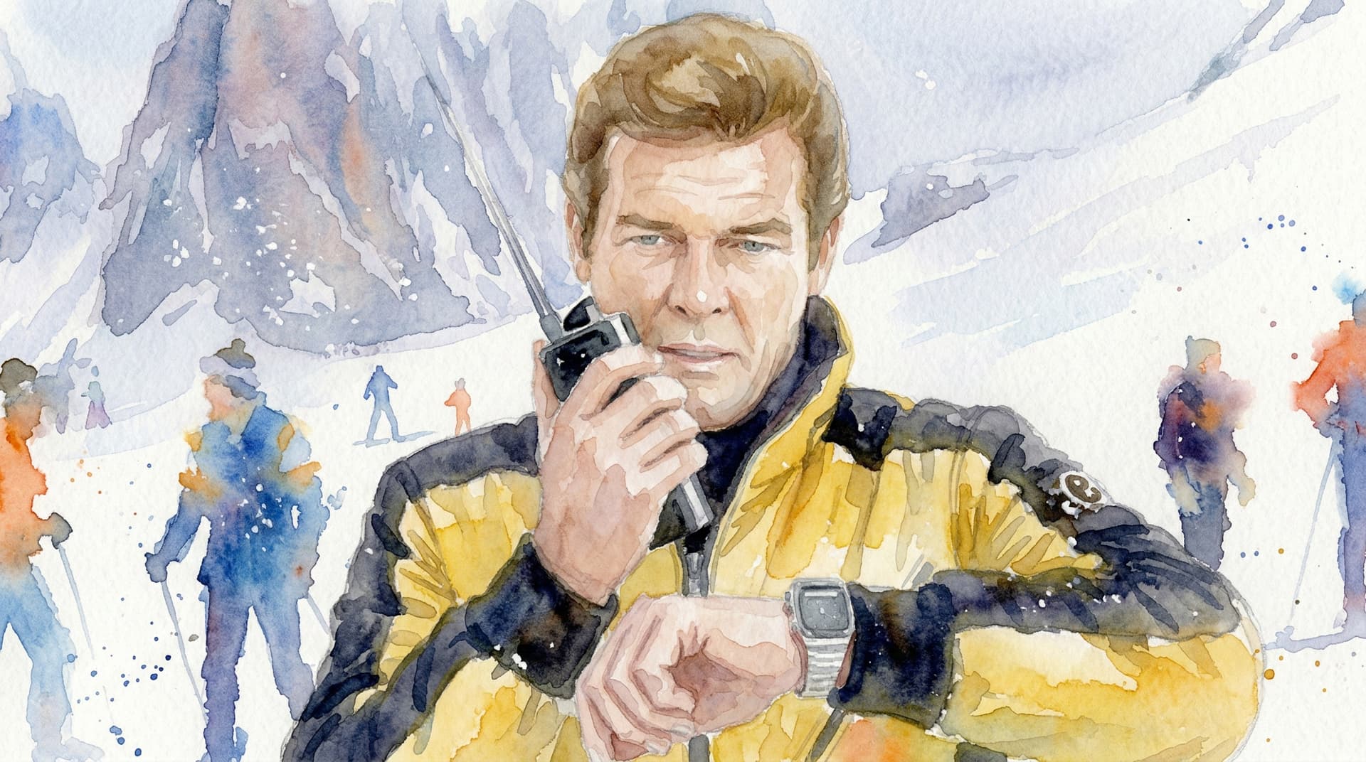 Roger Moore as James Bond skiing in Cortina d'Ampezzo wearing a Seiko in For Your Eyes Only 1981