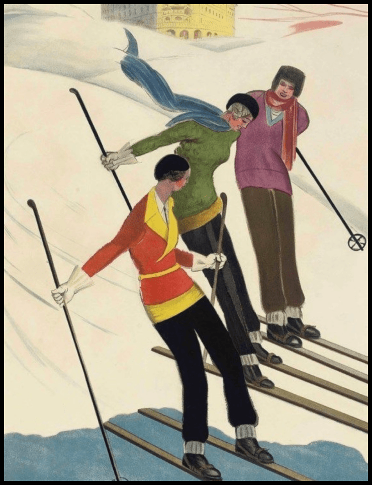 Three women skiing